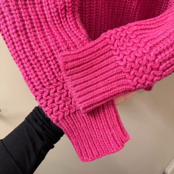 Marine Layer Chunky Oversized Crewneck Sweater Size XS Pink Rose Violet - Picture 9 of 13